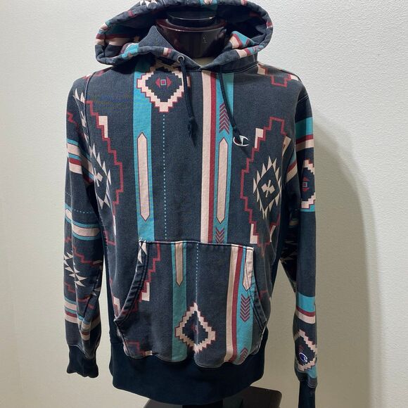 Champion Reverse Weave Aztec Hoodie Size Medium - Picture 1 of 11